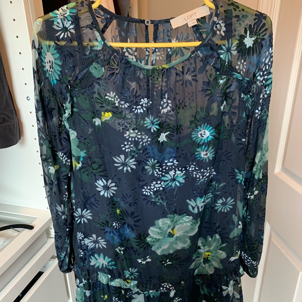 Loft drop waist flowery dress size XS NWOT